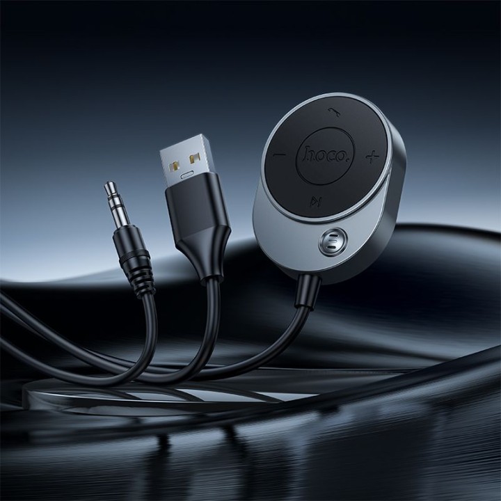 AUX Hoco Bluetooth receiver with Jack 3,5 mm E150 cable grey