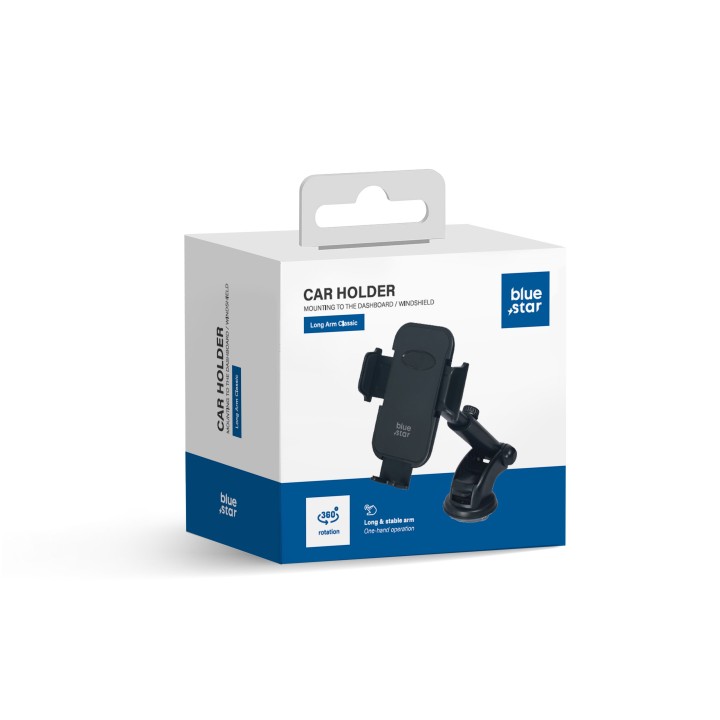 Car phone holder Blue Star Long Arm Classic (18 -23cm) for windshield black