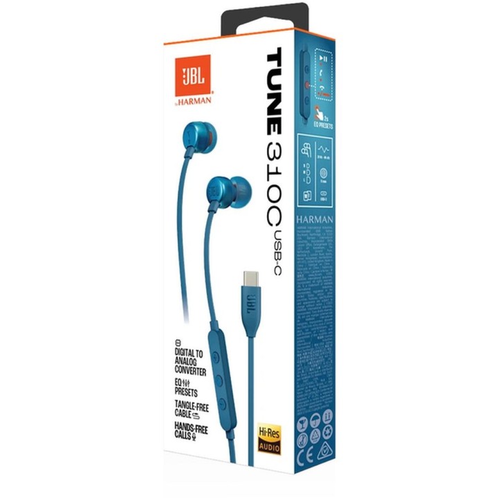 Дротові навушники-вкладиші USB C JBL Tune 310C сині