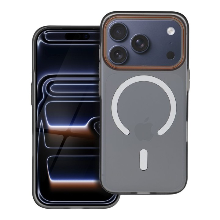 Чохол для iPhone 17 Pro Max / 18 Pro Max (low camera edge) Go Orange сумісний із MagSafe чорний