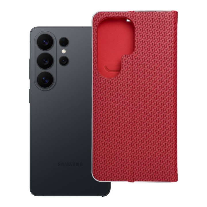 Чохол з клапаном для Samsung S26 ULTRA Luna Book Carbon червоний