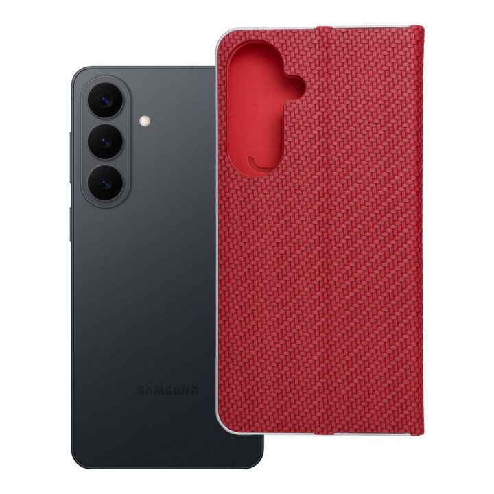 Etui z klapką na Samsung S26 PLUS Luna Book Carbon czerwone