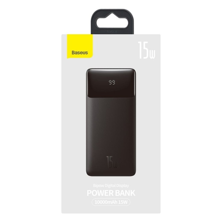 Battery external (Power bank) BASEUS Bipow Overseas Edition - 10 000mAh LCD Quick Charge PD 15W with cable USB for Micro