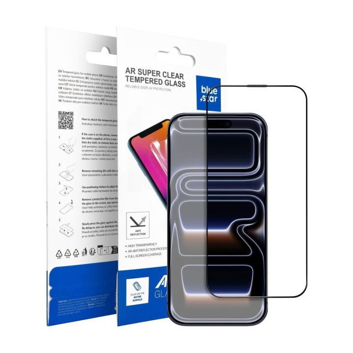 Szkło hartowane 5D do iPhone 13 PRO / 14 Blue Star AR czarne