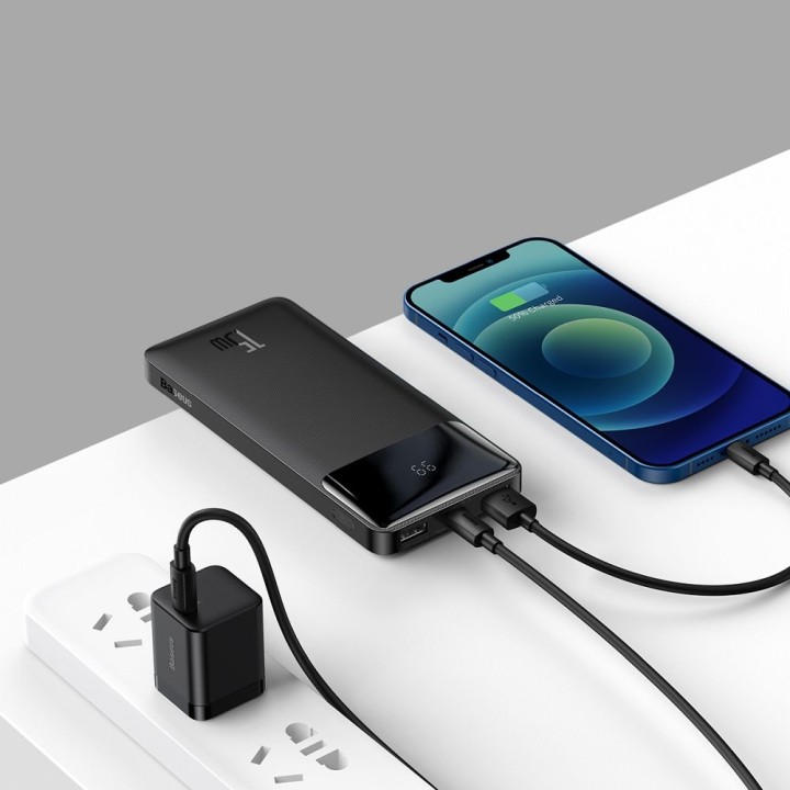 Bateria zewnętrzna (Powerbank) BASEUS Bipow Overseas Edition - 10 000mAh LCD Quick Charge PD 15W z kablem USB do Micro