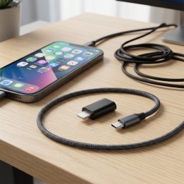 Adapter USB C to Lightning Blue Star black