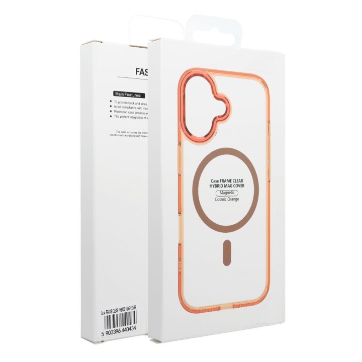 Чохол для Samsung S25 FE Frame Clear Hybrid Mag Cover сумісний з MagSafe помаранчевий