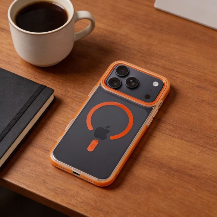 Case for iPhone 17 Frame Clear Hybrid Mag Cover MagSafe compatible orange