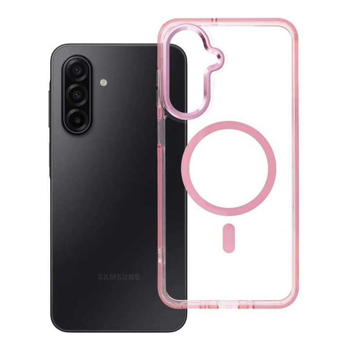 Case for Samsung A17 / A18 Frame Clear Hybrid Mag Cover MagSafe compatible powder pink
