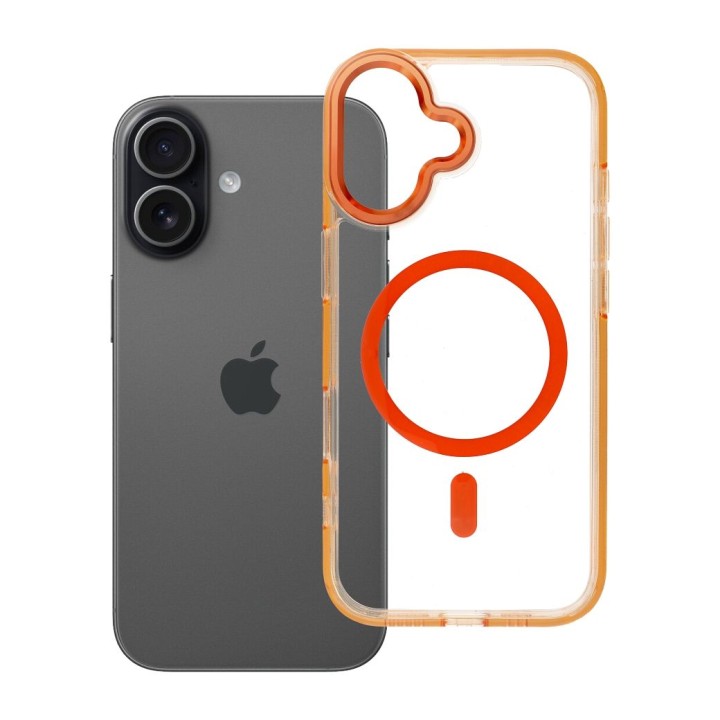 Чохол для iPhone 17 Frame Clear Hybrid Mag Cover сумісний із MagSafe помаранчевий