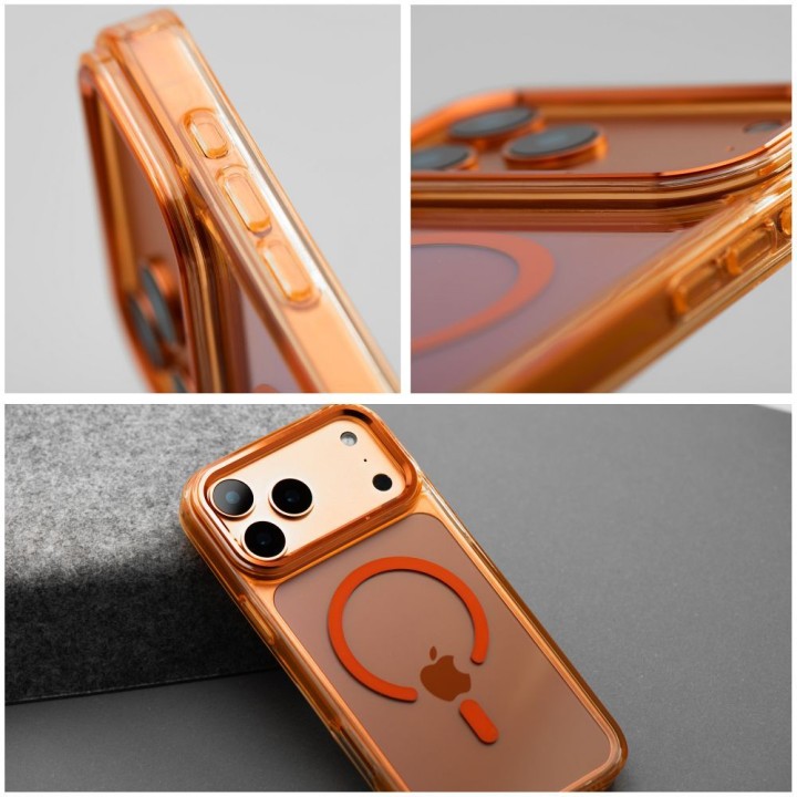 Чехол для iPhone 17 Frame Clear Hybrid Mag Cover совместимый с MagSafe оранжевый