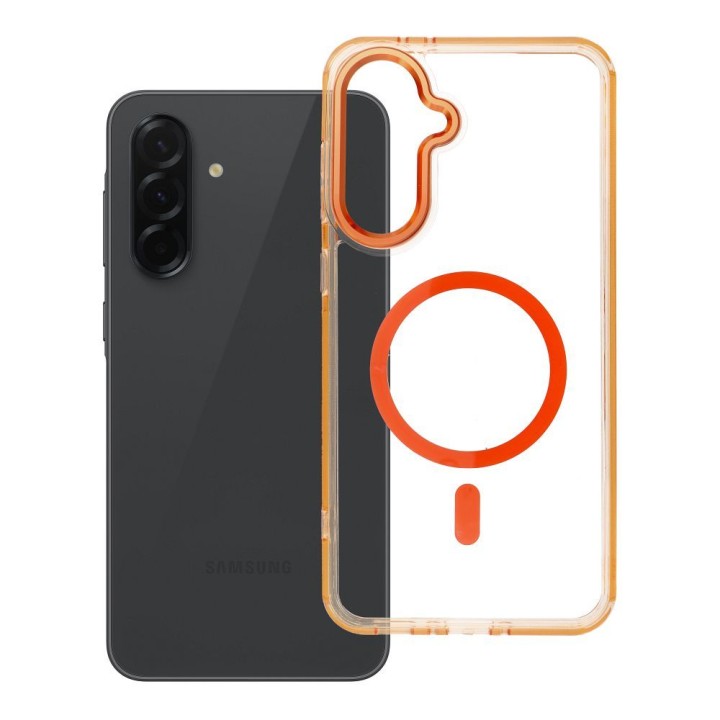 Case for Samsung A36 Frame Clear Hybrid Mag Cover compatible with MagSafe orange