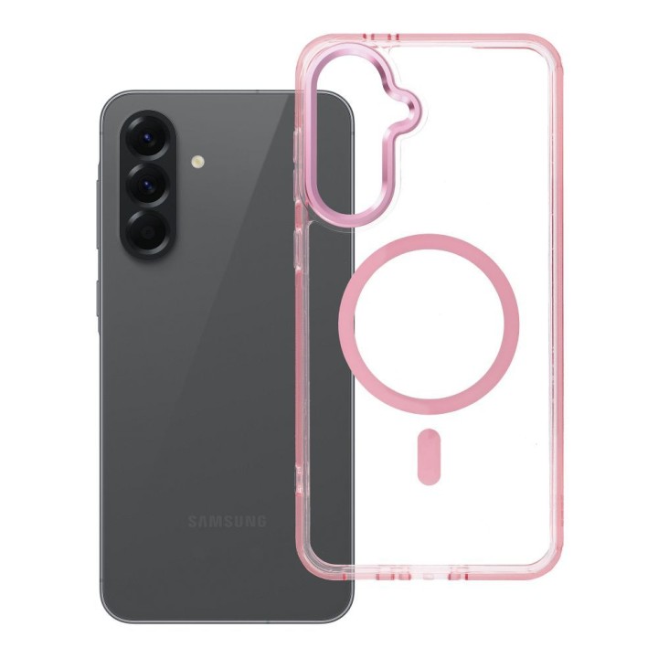 Чехол для Samsung A56 Frame Clear Hybrid Mag Cover совместимый с MagSafe пудрово-розовый