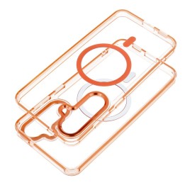 Etui na Xiaomi Redmi 15 Frame Clear Hybrid Mag Cover zgodny z MagSafe pomarańczowe