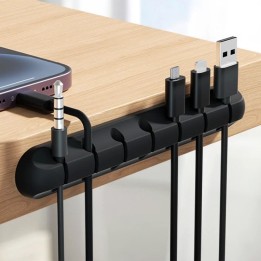 Self-adhesive silicone organizer Blue Star PJ-OCZ8 for 7 cables - black (1 pcs.)