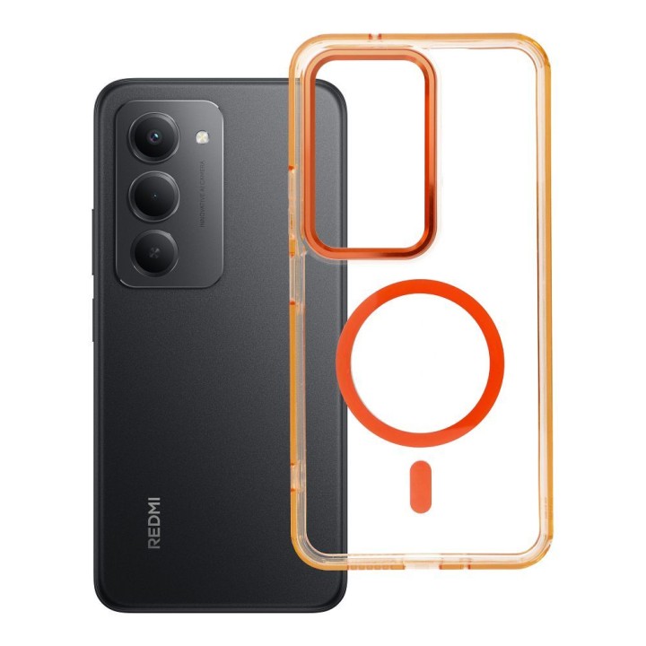 Case for Xiaomi Redmi 15 Frame Clear Hybrid Mag Cover compatible with MagSafe orange
