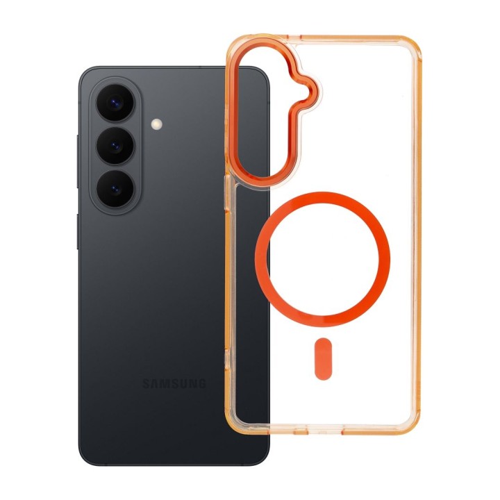 Case for Samsung S26 PLUS Frame Clear Hybrid Mag Cover MagSafe compatible orange