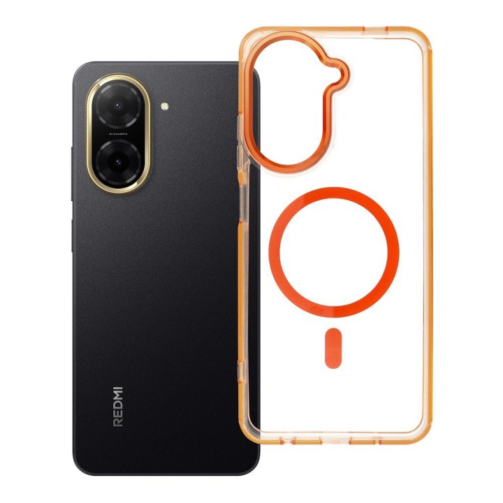Case for Xiaomi Redmi A5 Frame Clear Hybrid Mag Cover compatible with MagSafe orange