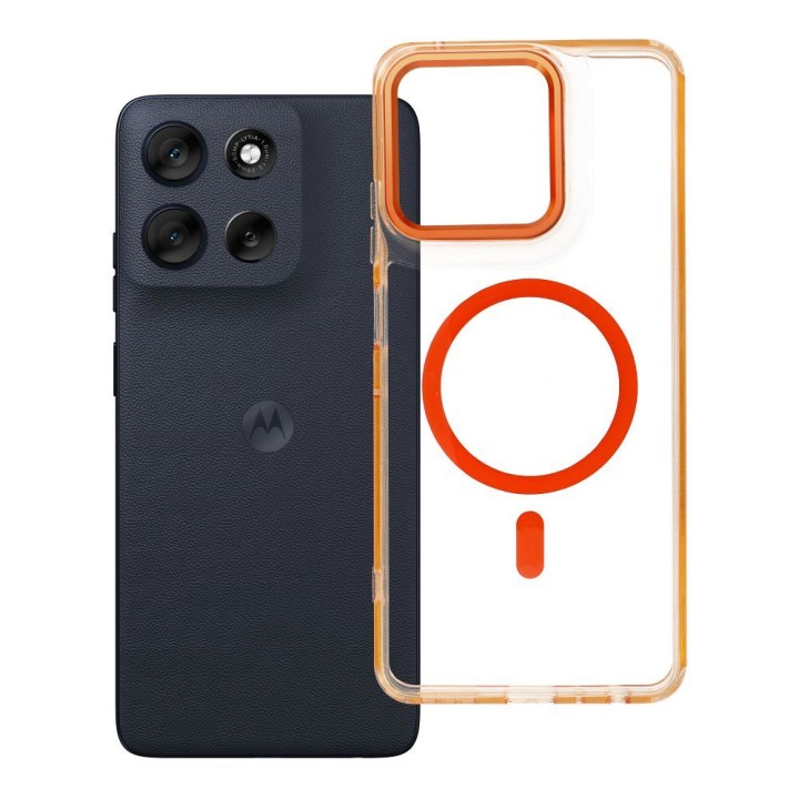Чохол для Motorola G56 Frame Clear Hybrid Mag Cover сумісний з MagSafe помаранчевий