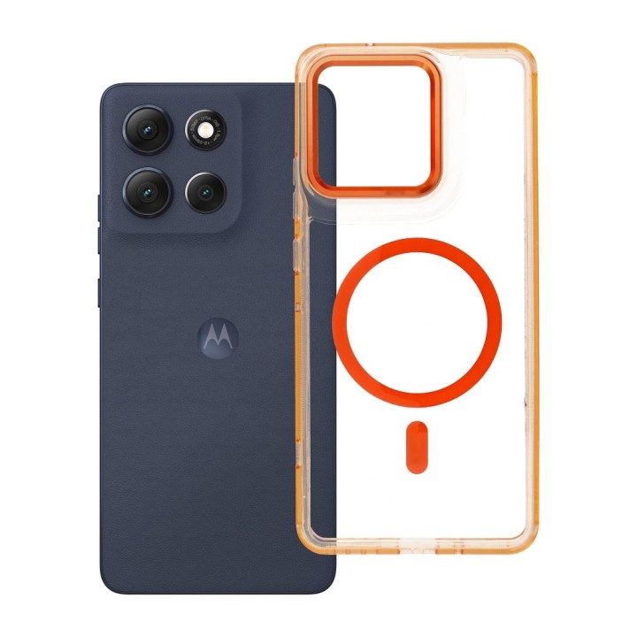 Case for Motorola G86 Frame Clear Hybrid Mag Cover compatible with MagSafe orange