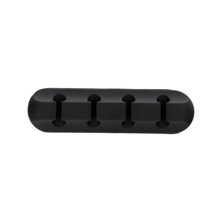 Self-adhesive silicone organizer Blue Star PJ-OCZ23 for 4 cables - black (1 pcs.)