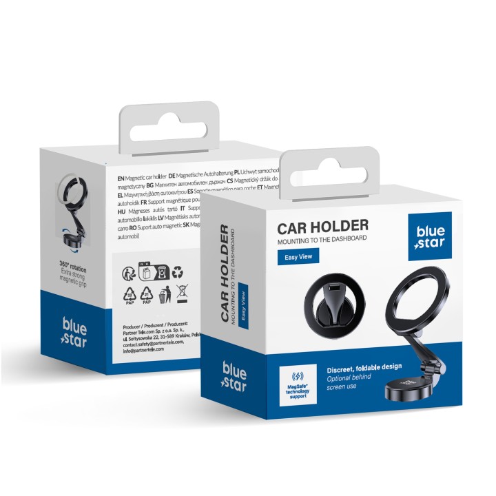 Magnetic car phone holder Blue Star Easy View compatible with MagSafe black