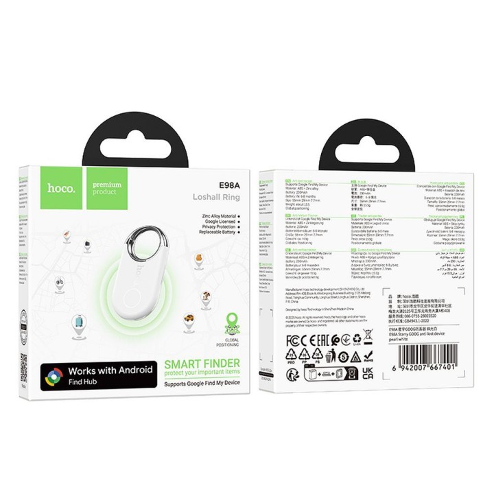 Tracker compatible with Google Find My Device Hoco E98A white