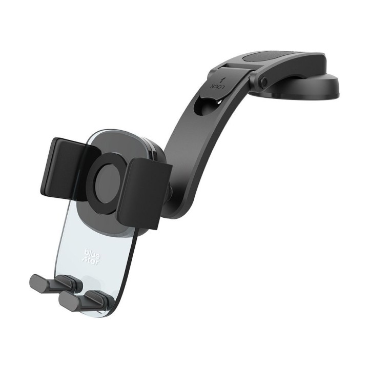 Phone holder for car Blue Star Long Neck Crystal for dashboard / windscreen black