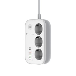 Power strip mains Forcell F-Energy 3 socket + USB C 30W + 3 x USB A QC3.0 PD + WiFi Tuya, SmartLife 10A 2500W VT-PS03 white 0INT