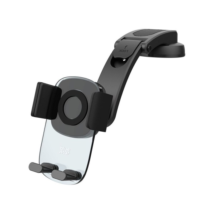 Phone holder for car Blue Star Long Neck Crystal for dashboard / windscreen black