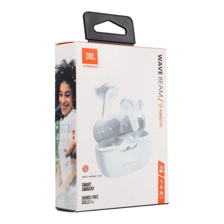 Słuchawki bezprzewodowe douszne JBL IP54 IPX2 Wave Beam białe