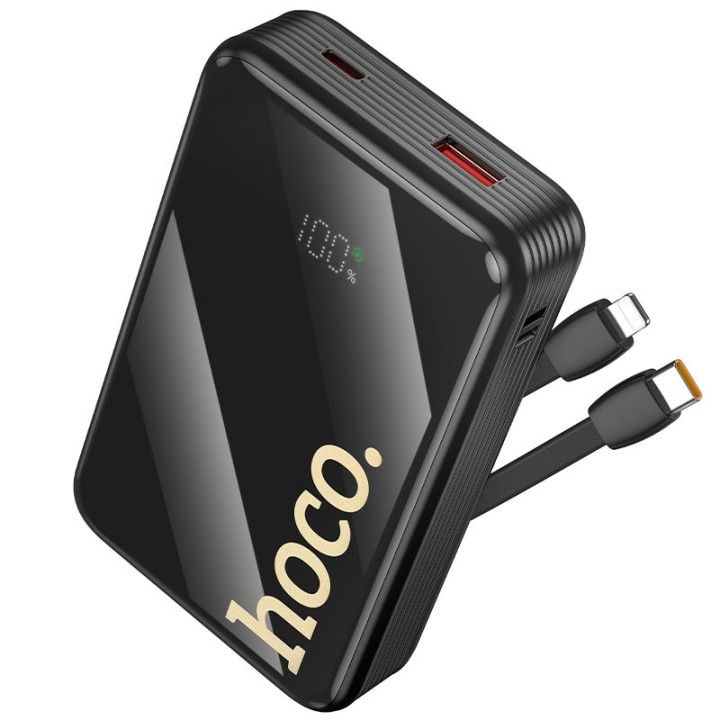 Power bank Hoco 20000 mAh QC PD 22,5W with built-in cables USB C + Lightning Q37A black