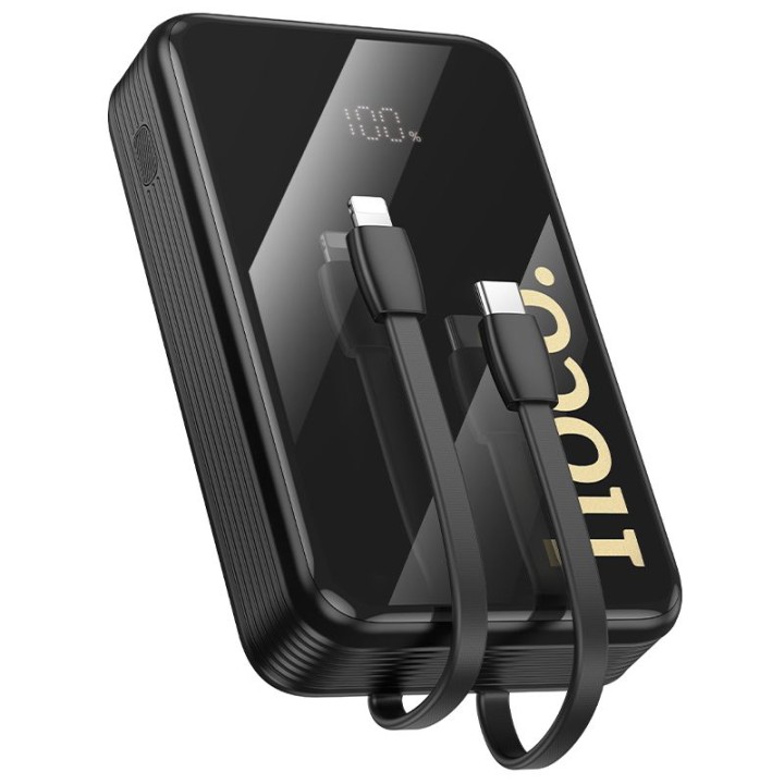 Повербанк Hoco 20000 mAh QC PD 22,5W з вбудованими кабелями USB C + Lightning Q37A чорний