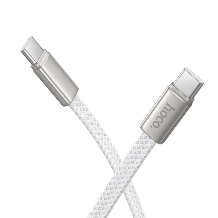 Kabel USB C do USB C Hoco 3A 60W płaski 1 m X125 biały