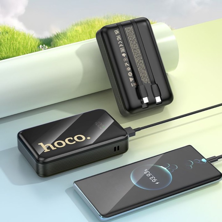 Power bank Hoco 20000 mAh QC PD 22,5W with built-in cables USB C + Lightning Q37A black