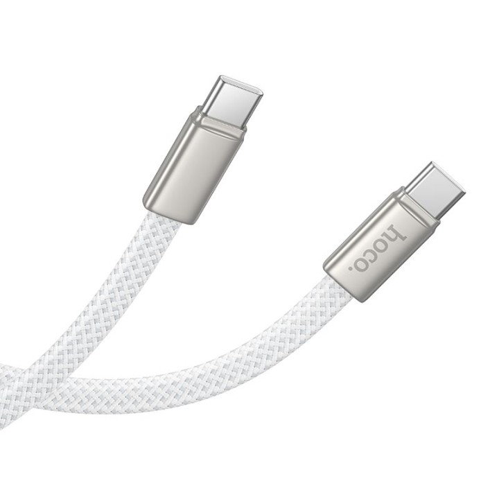 Kabel USB C do USB C Hoco 3A 60W płaski 1 m X125 biały