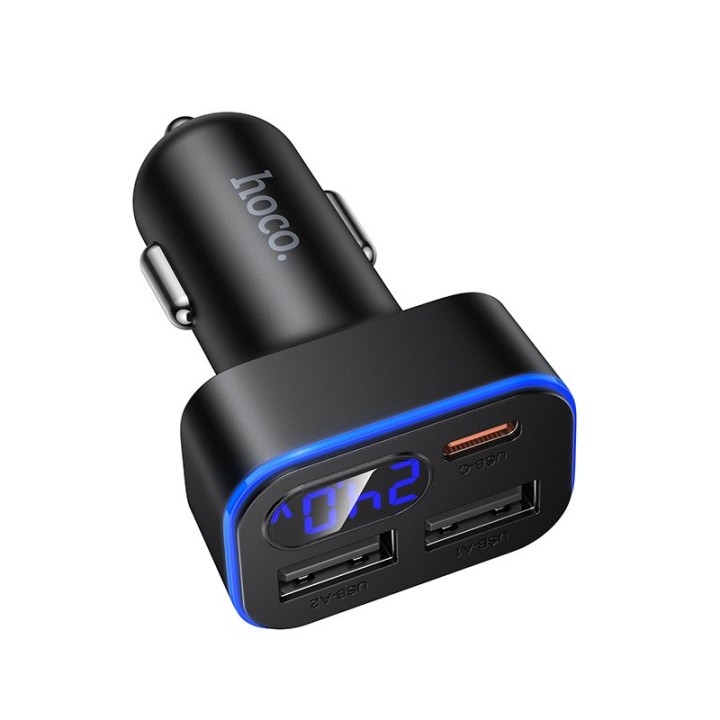 Car charger Hoco with LCD 2x USB A + 1x USB C QC3.0 PD 42W Z63A black