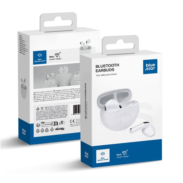 Wireless in-ear headphones Blue Star Circle Beat TX3 TWS white