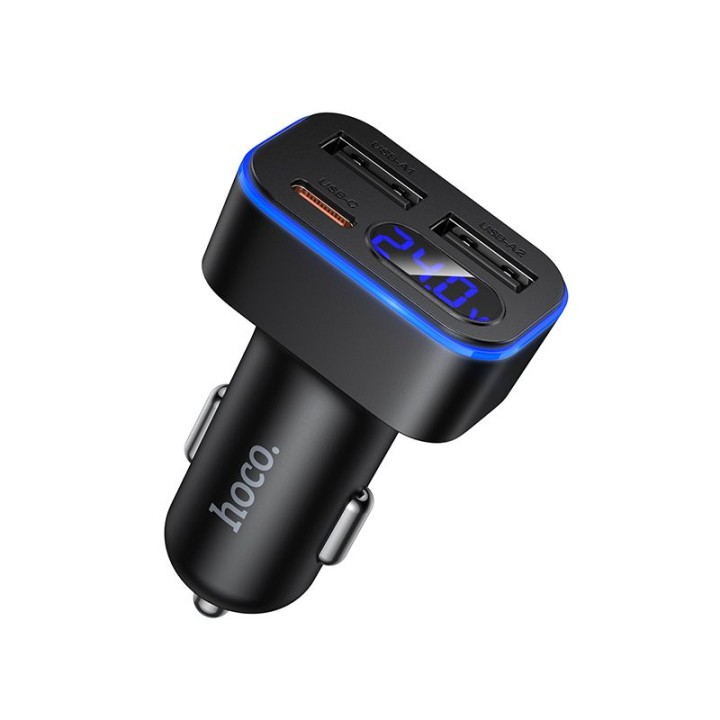 Автомобильное зарядное устройство Hoco с LCD 2x USB A + 1x USB C QC3.0 PD 42W Z63A черное