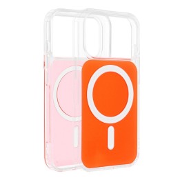 Case for iPhone 15 Clear Fusion Mag Cover compatible with MagSafe hermes orange