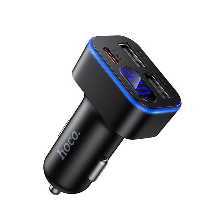 Car charger Hoco with LCD 2x USB A + 1x USB C QC3.0 PD 42W Z63A black
