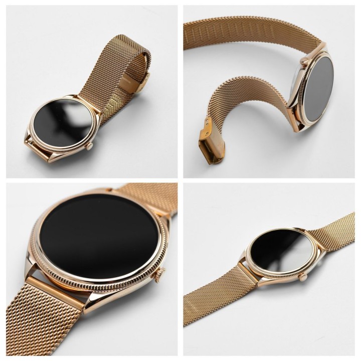 Смарт-часы TITMO O-170 (AMOLED, Bluetooth call, ремешок сталь szlachetna gold mesh) золотые 0INT