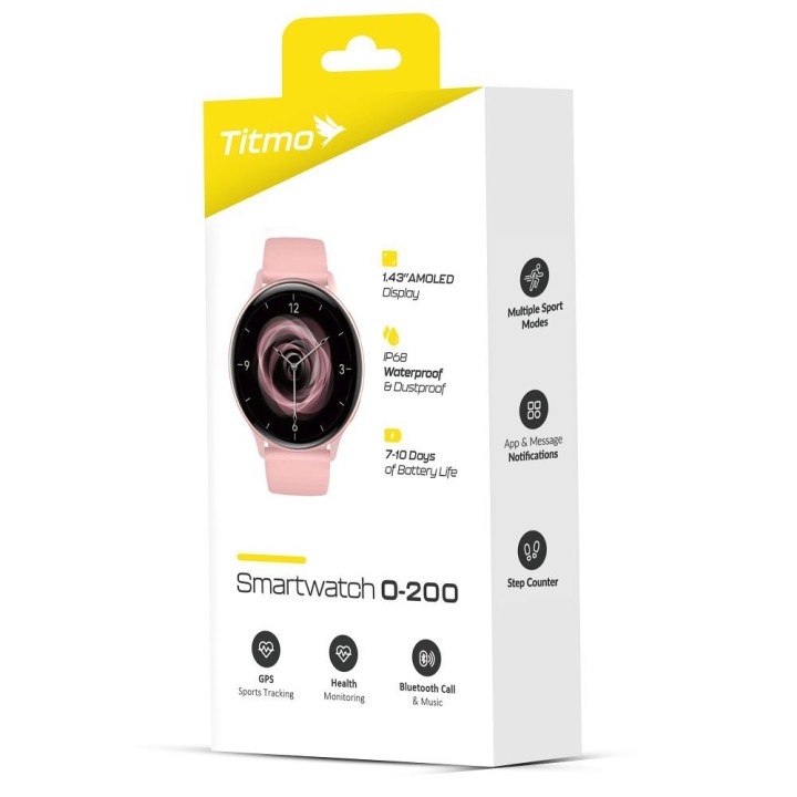 Smartwatch TITMO O-200 (GPS, AMOLED, Bluetooth call, strap silicone) pink 0INT