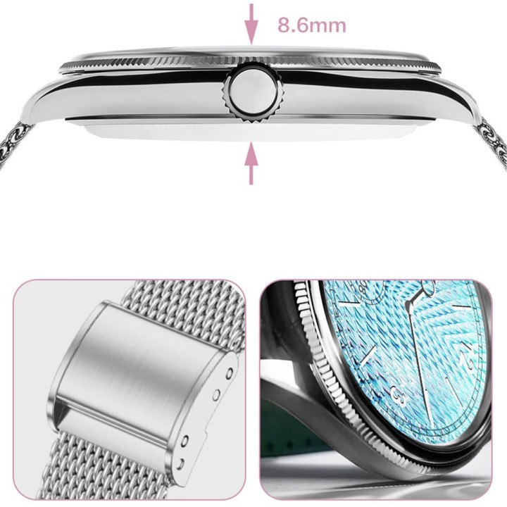 Smartwatch TITMO O-170 (AMOLED, Bluetooth call, strap steel szlachetna silver mesh) silver 0INT