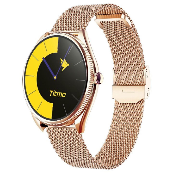 Smartwatch TITMO O-170 (AMOLED, bluetooth call, stainless steel strap gold mesh) gold 0INT