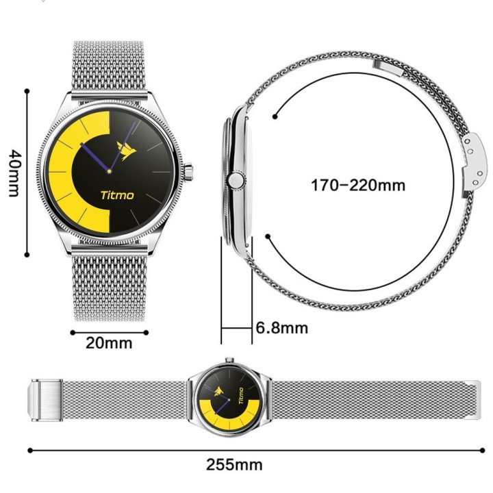 Smartwatch TITMO O-170 (AMOLED, Bluetooth call, strap steel szlachetna silver mesh) silver 0INT