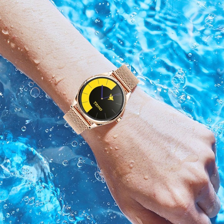 Smartwatch TITMO O-170 (AMOLED, bluetooth call, stainless steel strap gold mesh) gold 0INT