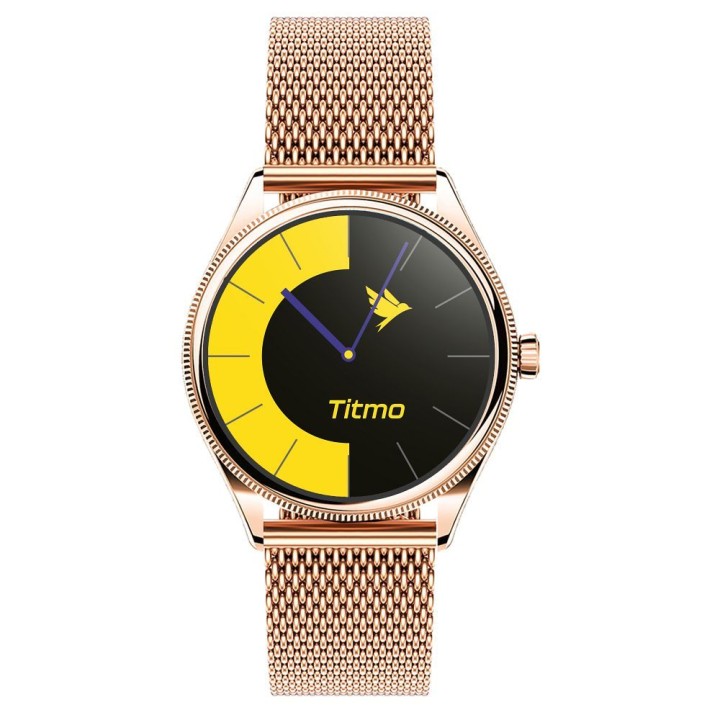 Smartwatch TITMO O-170 (AMOLED, Bluetooth call, strap steel szlachetna gold mesh) gold 0INT