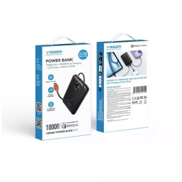 Power bank Veger 10000 mAh with built-in cable USB C QC3.0 PD 2A 22,5W K1C W1189 black 0INT