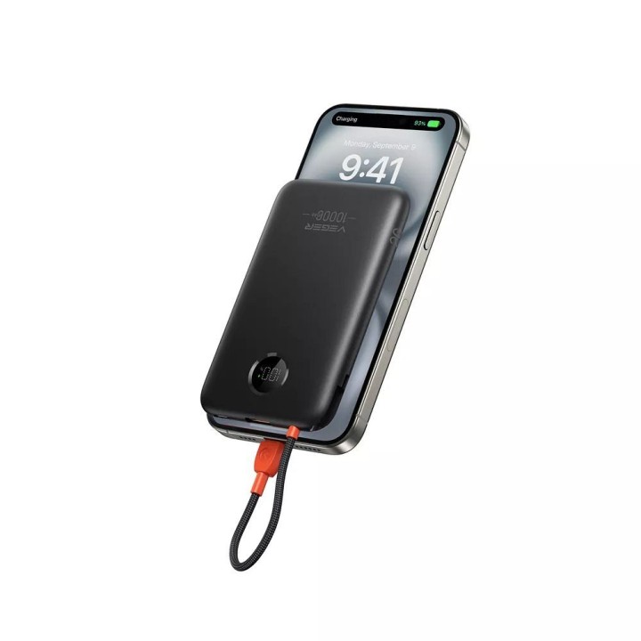 Повербанк Veger 10000 mAh со встроенным кабелем USB C QC3.0 PD 2A 22,5W K1C W1189 черный 0INT